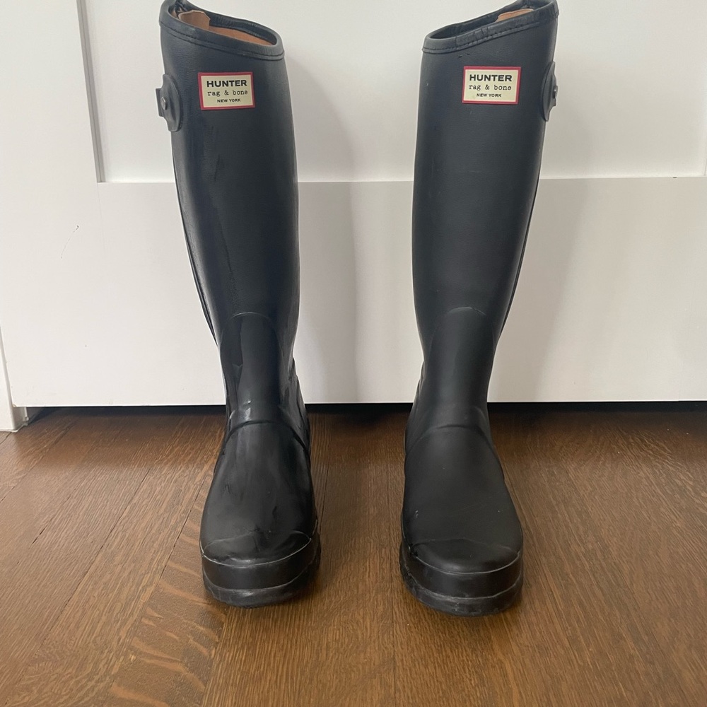 Hunter x Rag & Bone Black Rubber Rain Boots